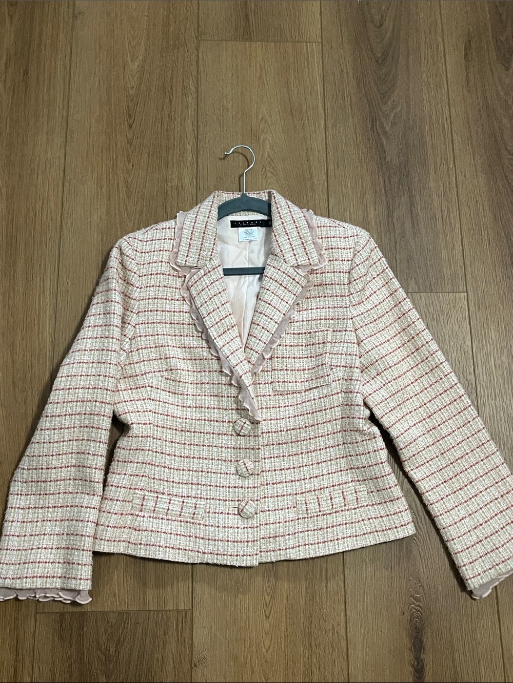 Laundry By Shelli Segal Pink Tweed Scallop-Trim Blazer